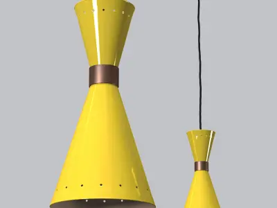 Mid Century Mercury Yellow Pendant Light  3D model