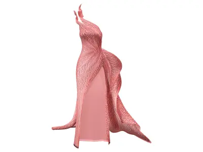 Floor Length Couture Dress Low-poly 3D model