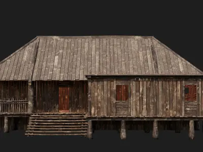 Old Wooden House 4K Textures GameReady 140 Low-poly 3D model