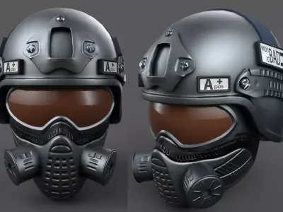 Helmet scifi fantasy pilot military combat soldier armor  Low-poly 3D model