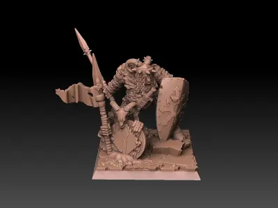 Undead Beastmen Light Spearmen 3D print model