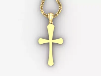 Light Gold 18K Cross Pendant 1CP011 3D print model