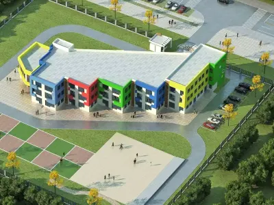 Modern Kindergarten Campus 3D model