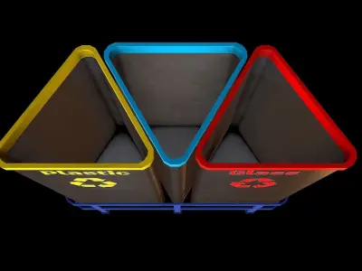 Recycle Bins PBR model3 Low-poly 3D model