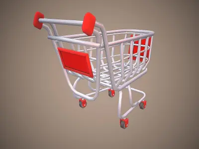 SHOPPING CART CARTOON STYLIZED Low-poly 3D model
