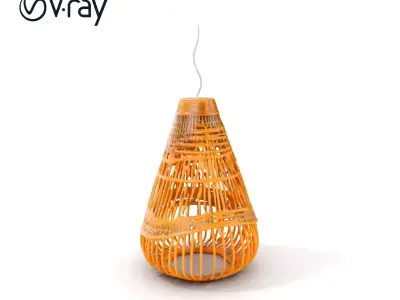 Hanging Wicker Lamp Shade Model Pack Low-poly 3D model