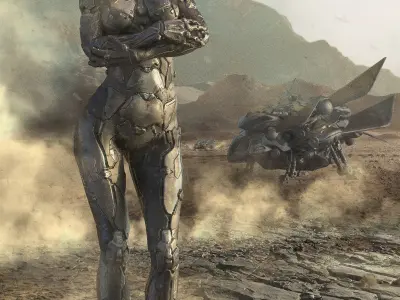 Sci-fi female character figurine for 3D printing 3D print model