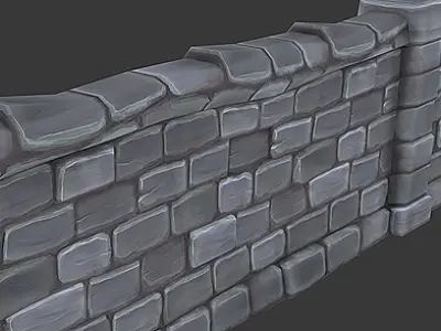 Modular Stone Wall Low-poly 3D model