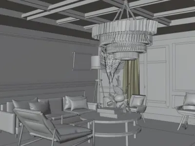 Modern Elegant living room 3D model