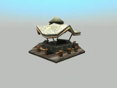 Beach bar - Low poly Low-poly 3D model