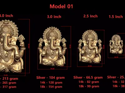 Ganesh Ji Model 01 Light Weight  Models in All Sizes  3D print model