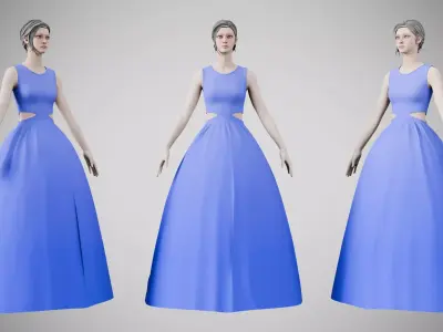Dress 32 Very Light Blue Low-poly 3D model