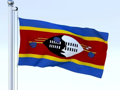 Animated Swaziland Flag Low-poly 3D model