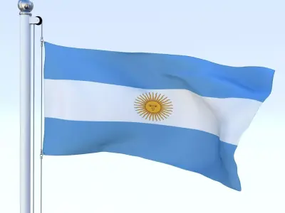 Animated Argentina Flag Low-poly 3D model