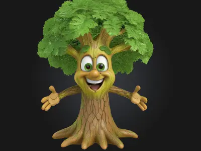 Happy Tree Friend  A Whimsical Woodland Companion 3D model