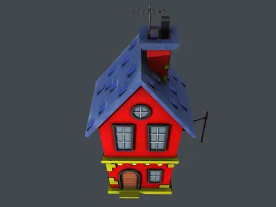 Stylized Rural Brick House Low-poly 3D model