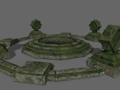 temple stone circle with stones Low-poly 3D model