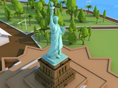 Low Poly The Statue of Liberty Landmark Low-poly 3D model