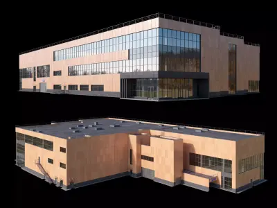 Shopping mall with parking building 3D model