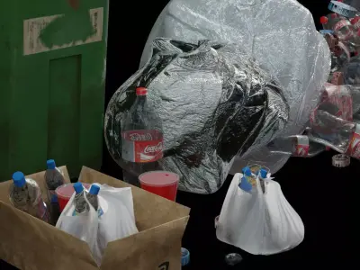  Garbage Kit - 3D Asset  Low poly 3D model Low-poly 3D model