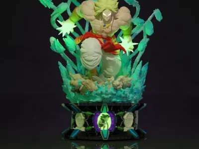 broly dragon ball statue with lights 3D print model