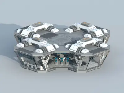 Sci-Fi Military Building - Control Room Low-poly 3D model