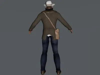 Rigged character 98 game animations Low-poly 3D model