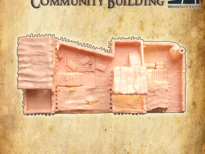 Desert Community Building Tabletop Terrain 28 MM  3D print model