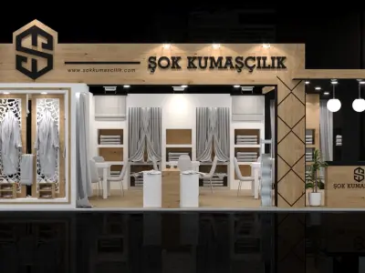 5x9 Textile Exhibiton Stand 3D Model 2 Sides Open Booth 3D model