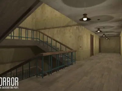 Horror - modular interiror and props Low-poly 3D model