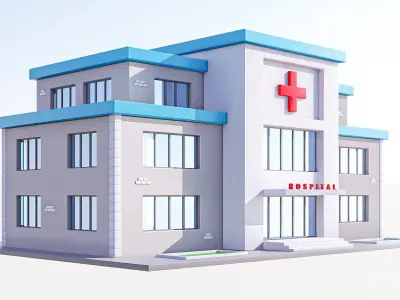 Hospital cartoon Low-poly 3D model