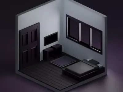 MyFirstBlender room with bed and window 3D model