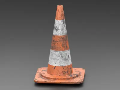Dirty Traffic Cone Low-poly 3D model