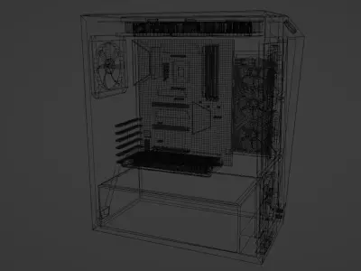 Gaming PC with RGB lighting Low-poly 3D model