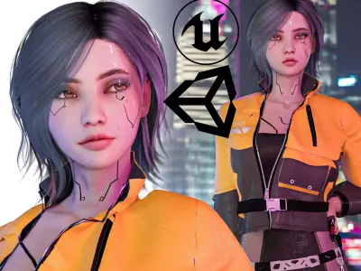 Cyberpunk Girl - Game Ready Low-poly 3D model