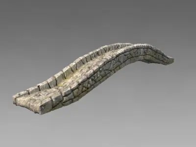 Low poly detailed stone bridge Low-poly 3D model