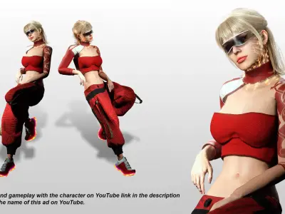 Ayla Crimson Stylized Sci Fi Female Character Low-poly 3D model