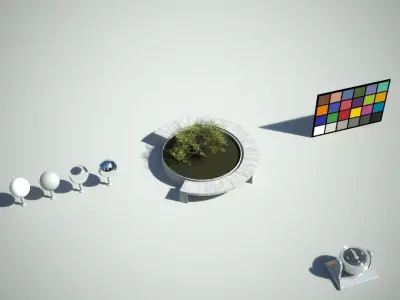 Stone Bench with flowerbed Low-poly 3D model