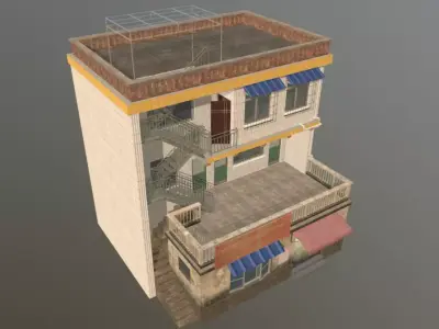 Building houses in small town residential areas Low-poly 3D model