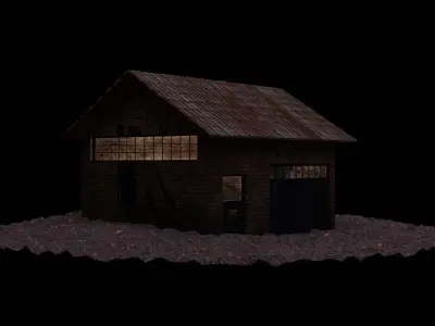 Old Abandoned Workshop Building Free low-poly 3D model