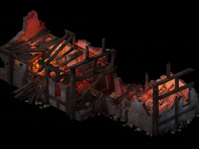 Game Burned houses 01 3D model