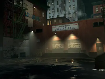 1970 s New York City Alley Low-poly 3D model