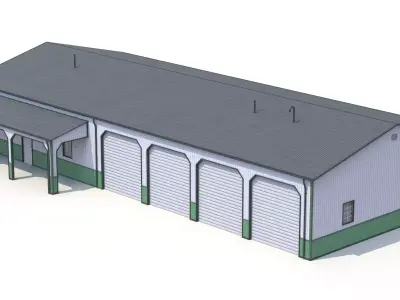Green Industrial Building 34 PBR Low-poly 3D model