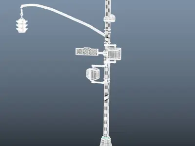Stop Traffic Light Pole with Changing Lights  Free low-poly 3D model