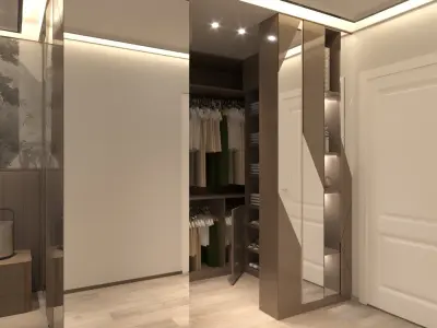 bedroom modern with walls and lighting 3D model