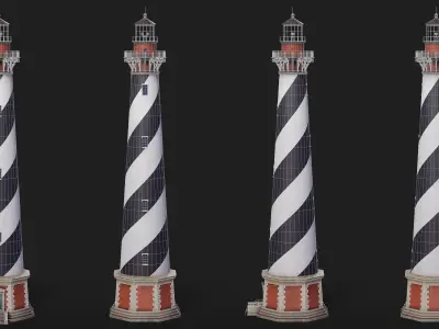 Cape Hatteras Lighthouse Tower Low-poly 3D model
