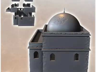 Eastern building with floors access stairs roof terrace and larg 3D print model