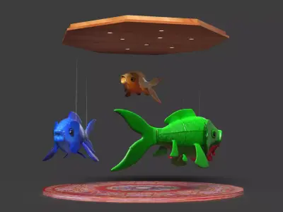 Chinese Fish Lantern  Low-poly 3D model