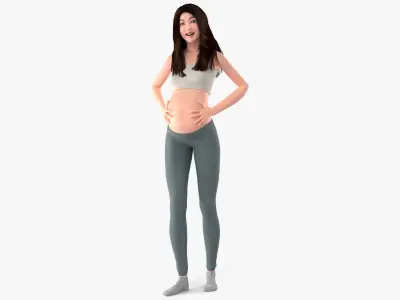  Asian Pregnant Woman Rigged for Maya 