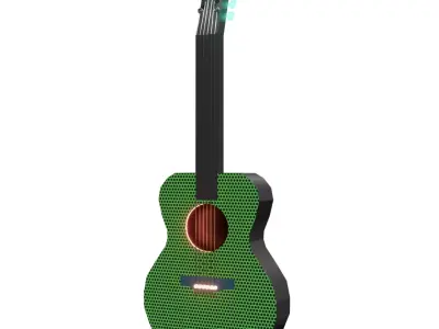 Guitar acoustic with led lights Low-poly 3D model
